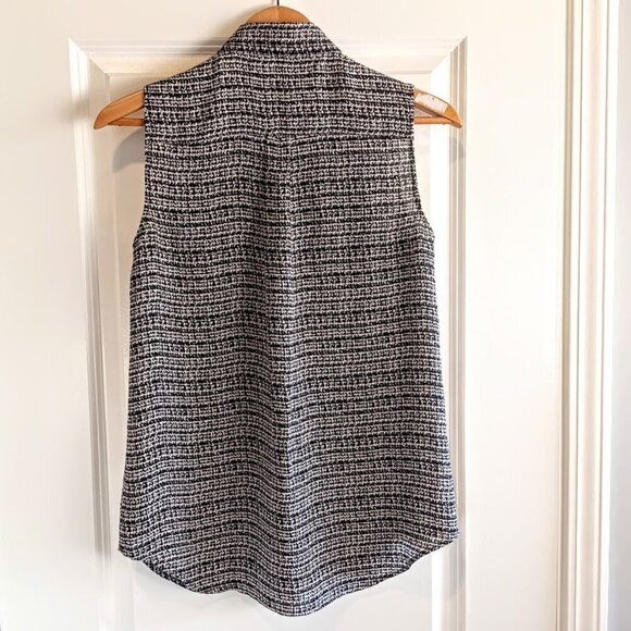 Theory Yarine Tweed Silk Georgette Sleeveless Blouse - Picture 4 of 7
